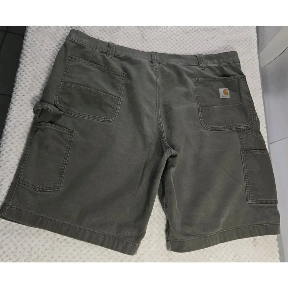 Carhartt Work Shorts Men's 44x11 Olive Gray Carpenter Utility Canvas #106